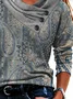 Mystery Paisley Printed Casual Regular Fit Cross Neck Ethnic Long Sleeve T-Shirt