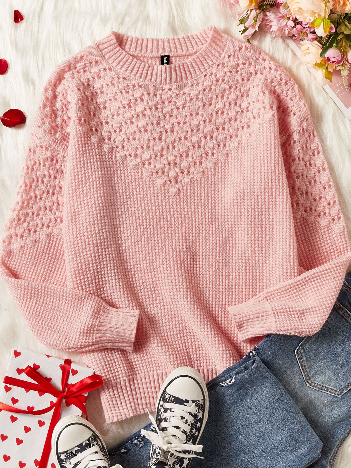 Plain Casual Crew Neck Sweater