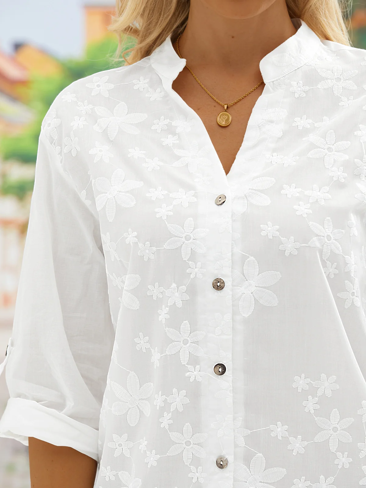 Women's Lace Stitching Cotton Linen Long Sleeve Shirt