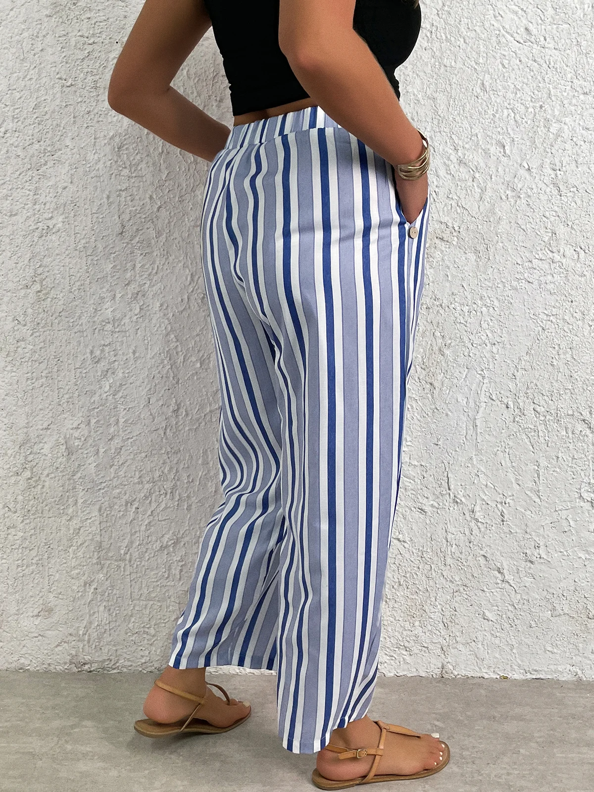 Plus Size Casual Loose Striped Pants