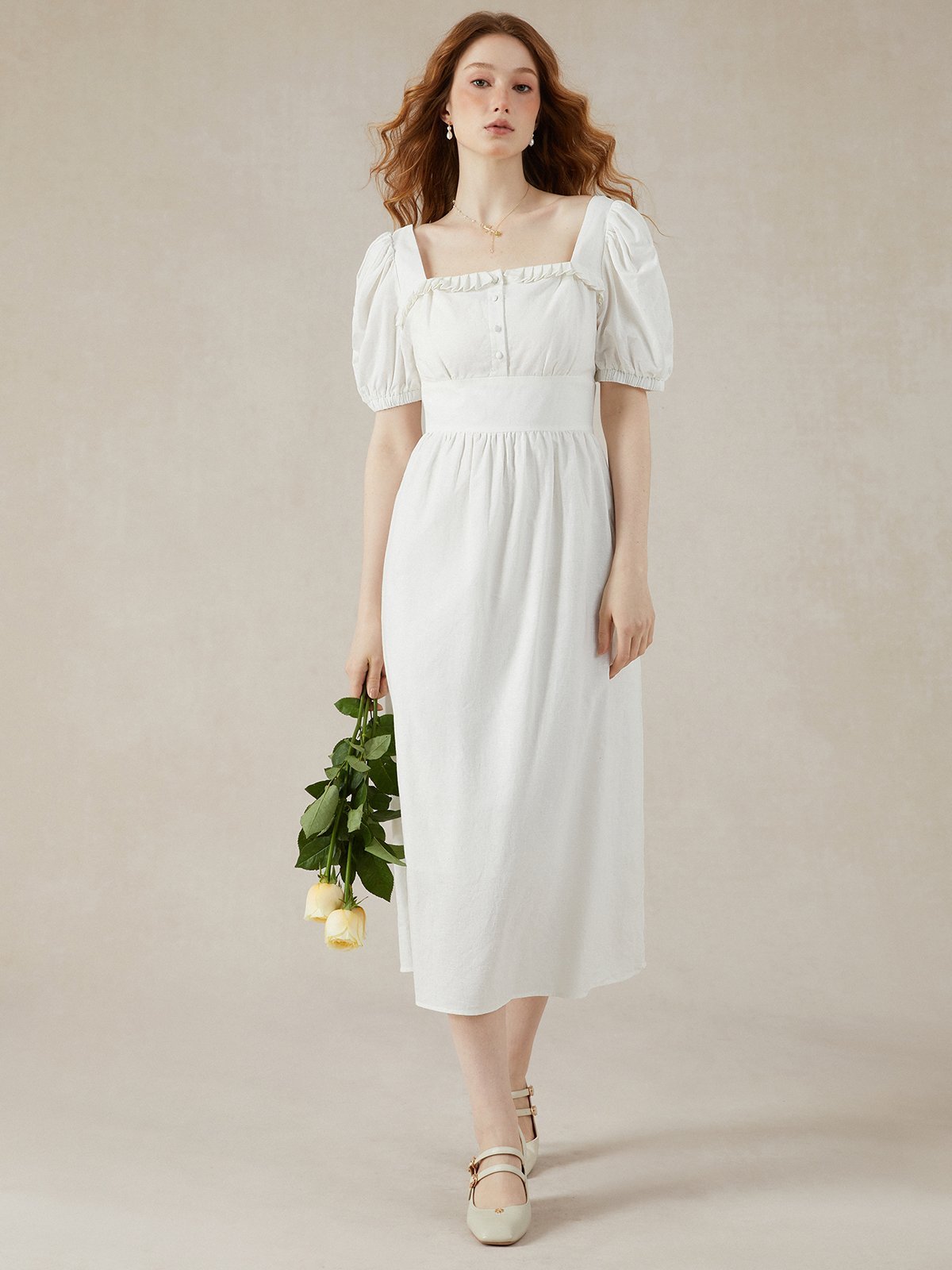 Plain Linen Vacation Dress