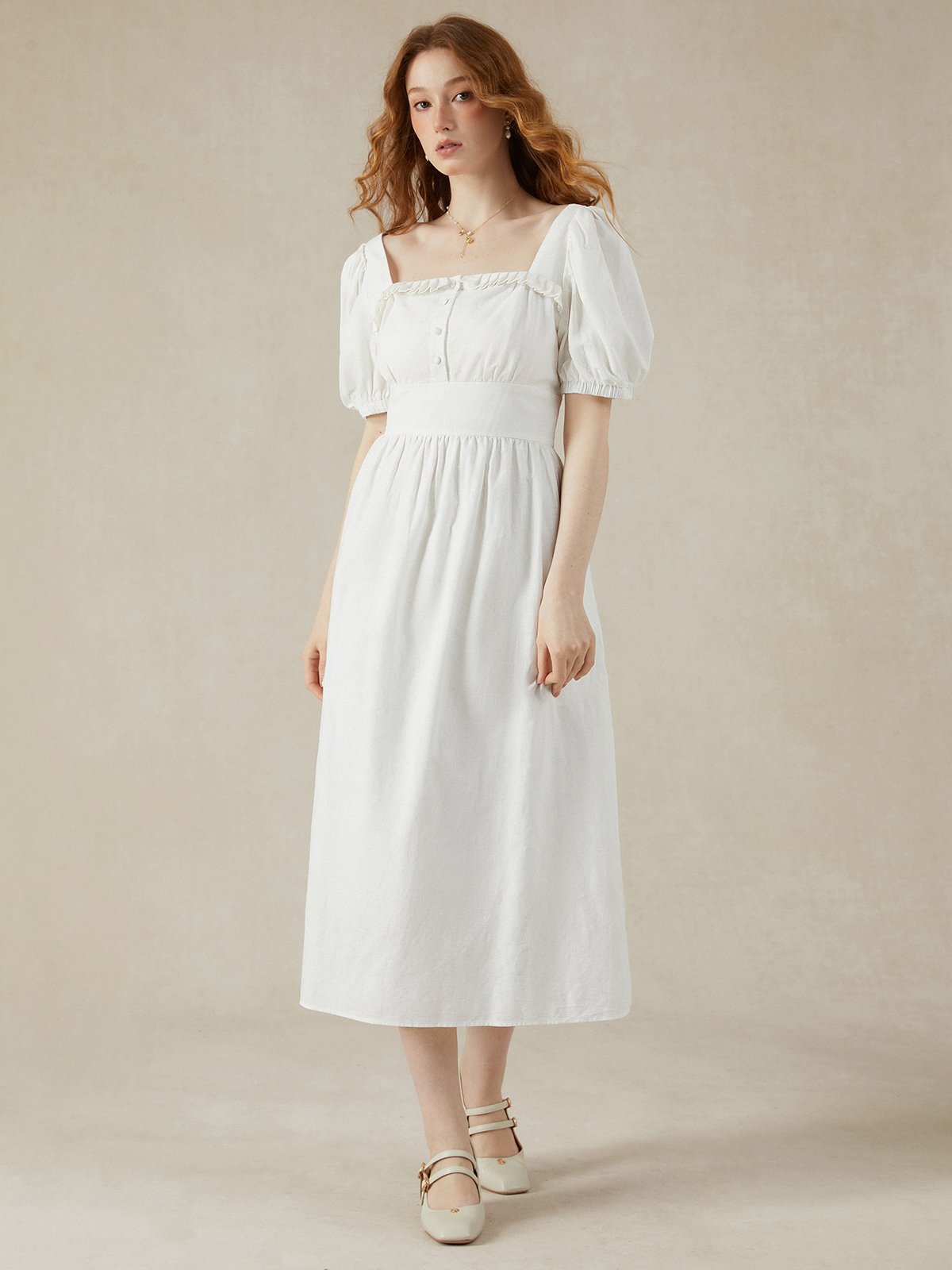 Plain Linen Vacation Dress