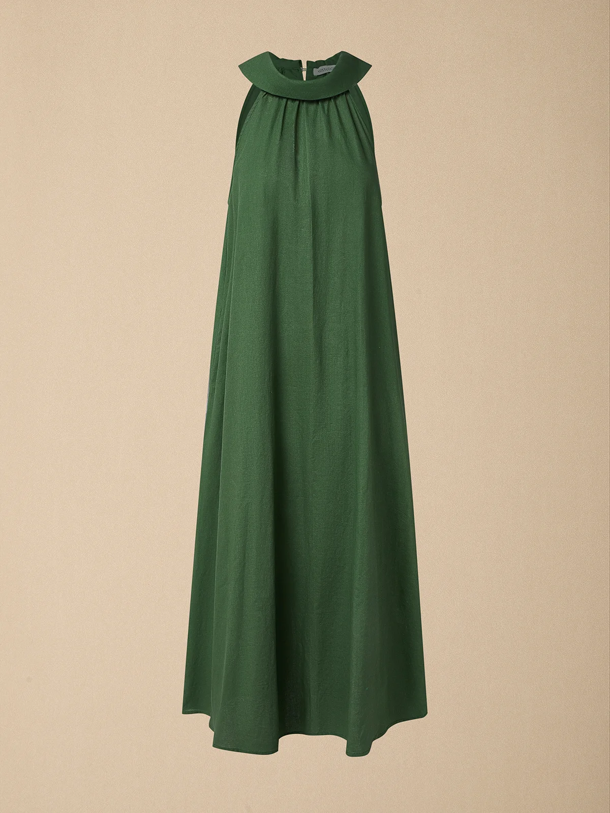 Vacation Plain linen-cotton Halter Maxi Dress