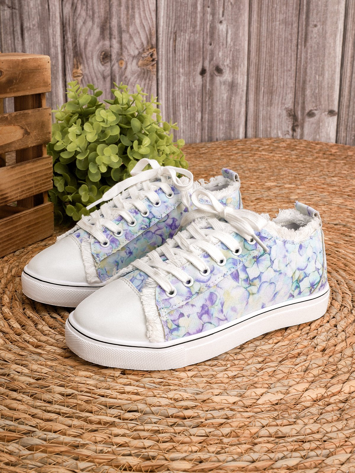 Lightweight Breathable Blue Floral Sneakers Espadrilles
