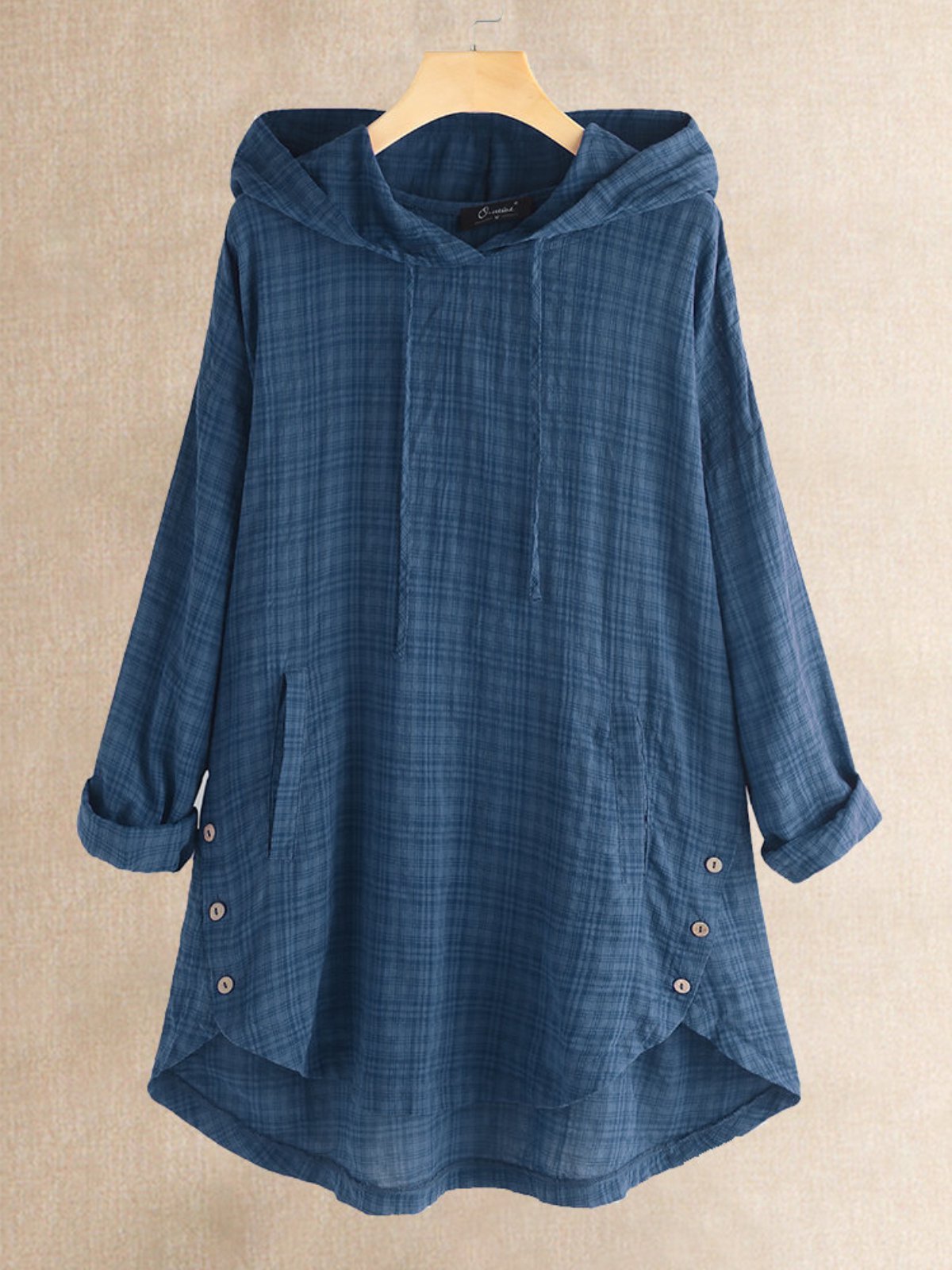 Casual Buttoned Hoodie Top