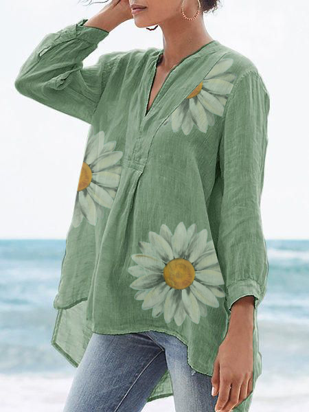 Plus size Floral Long Sleeve Tops