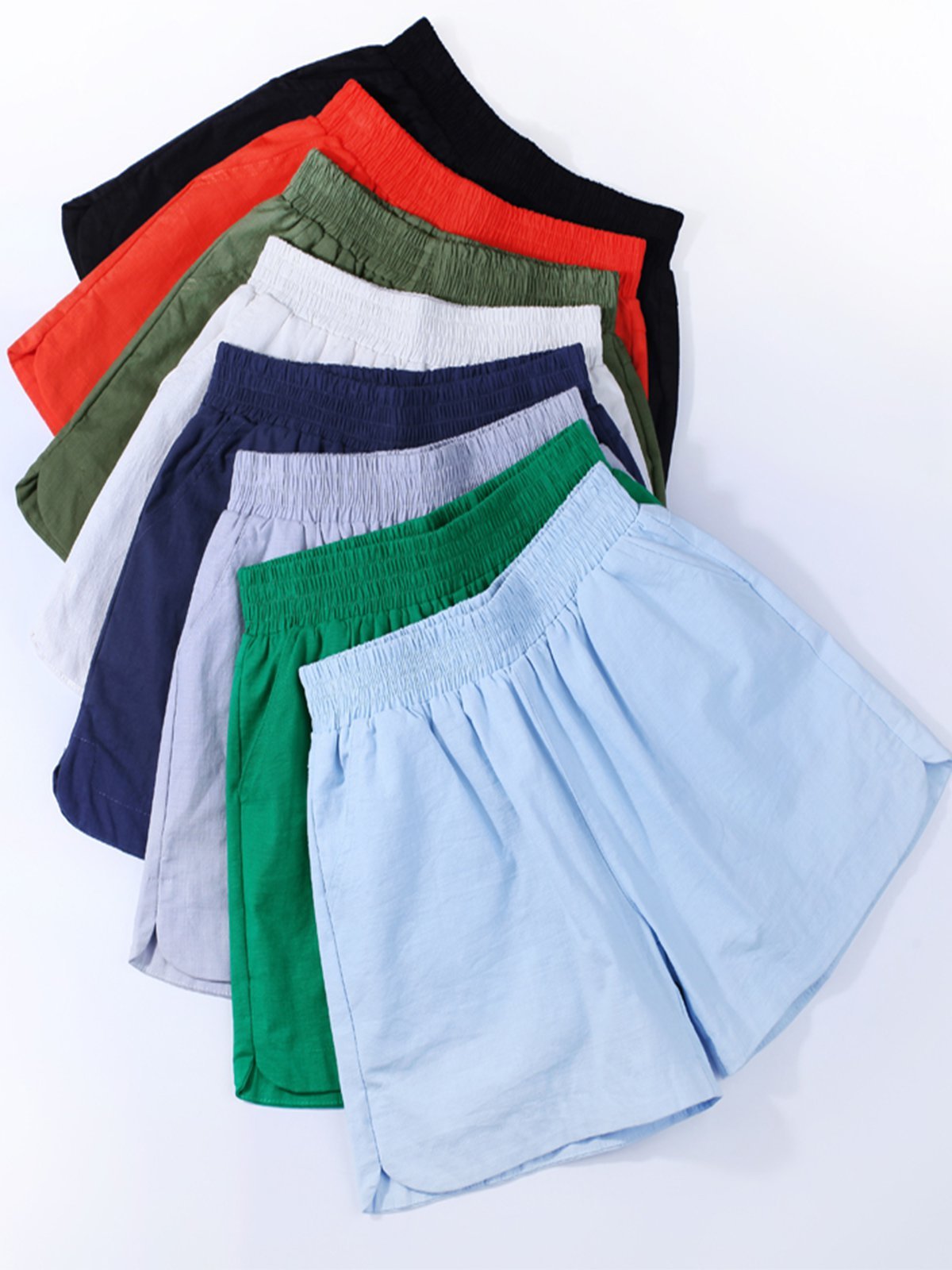 Vintage Women Plain Pockets Casual Shorts