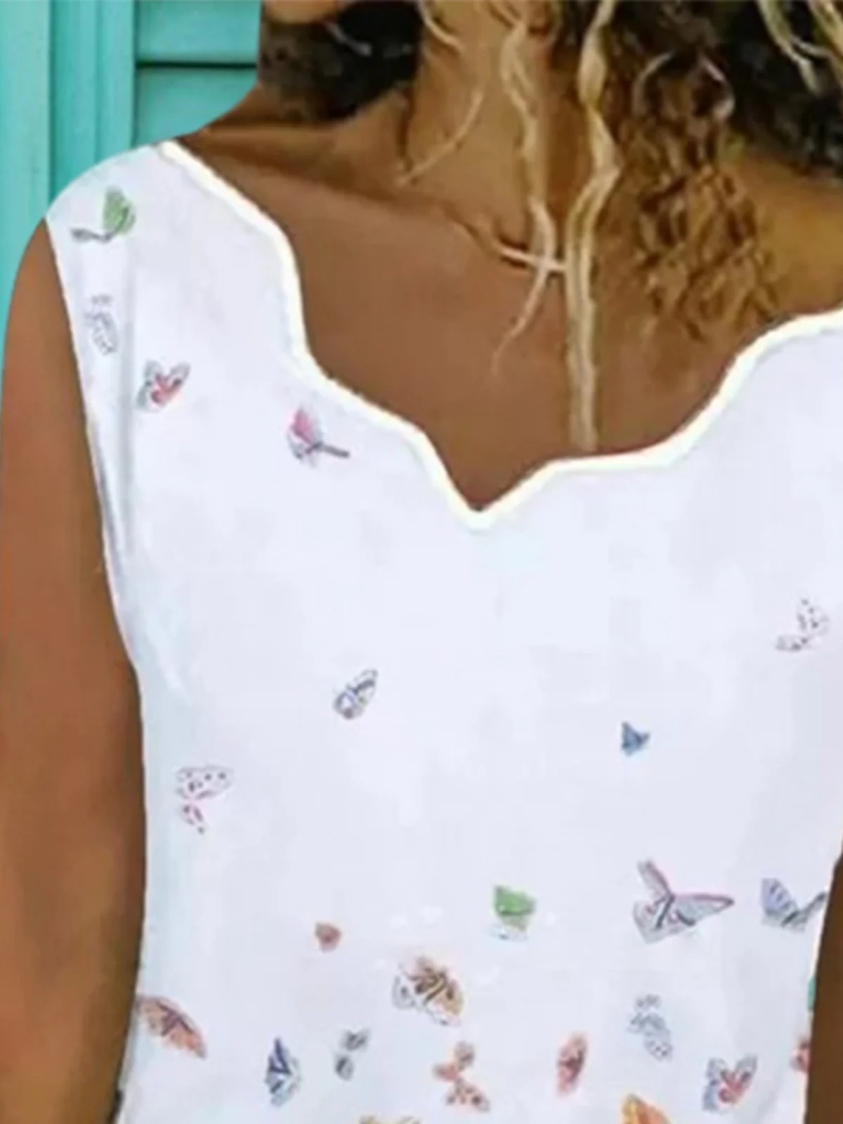 Vintage Sleeveless Butterflies Printed Casual Vest Top