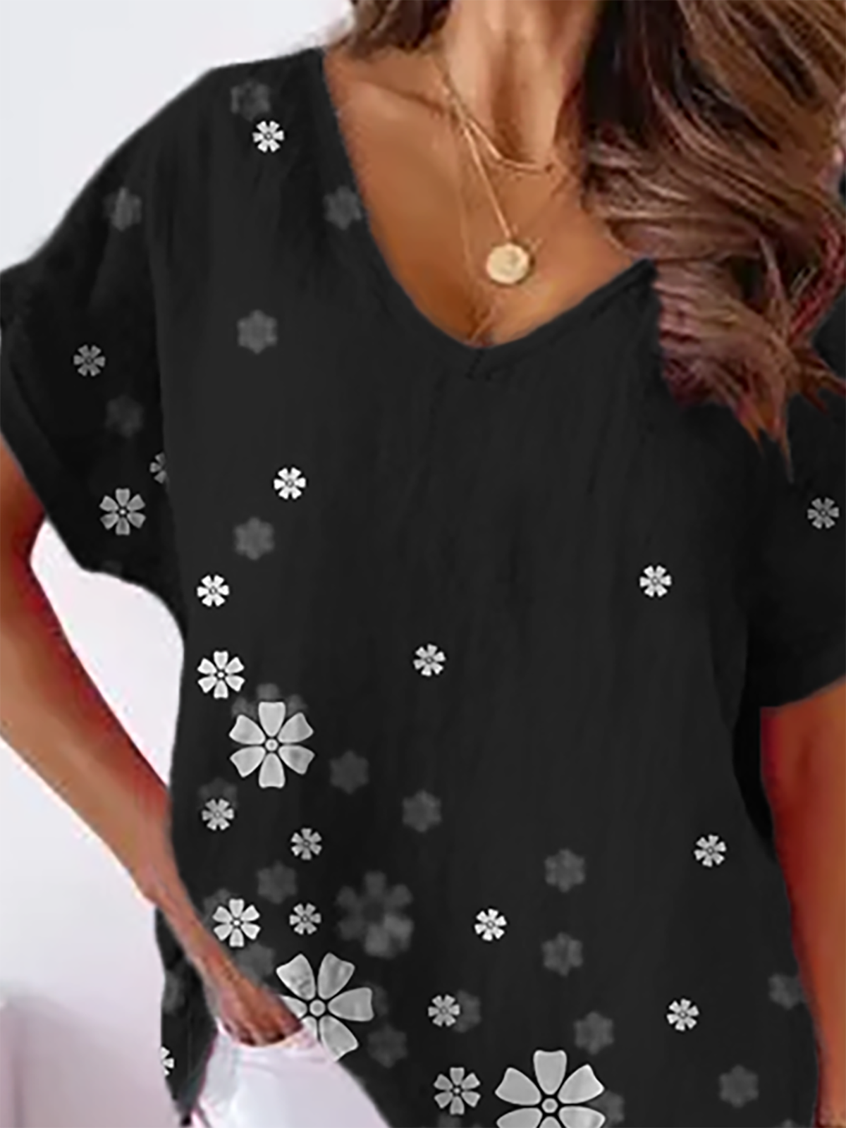 Plus size Short Sleeve Floral Tops