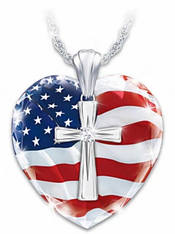 Alloy American Flag Personalized Necklace