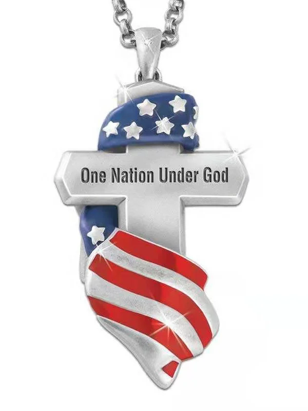 Alloy American Flag Personalized Necklace