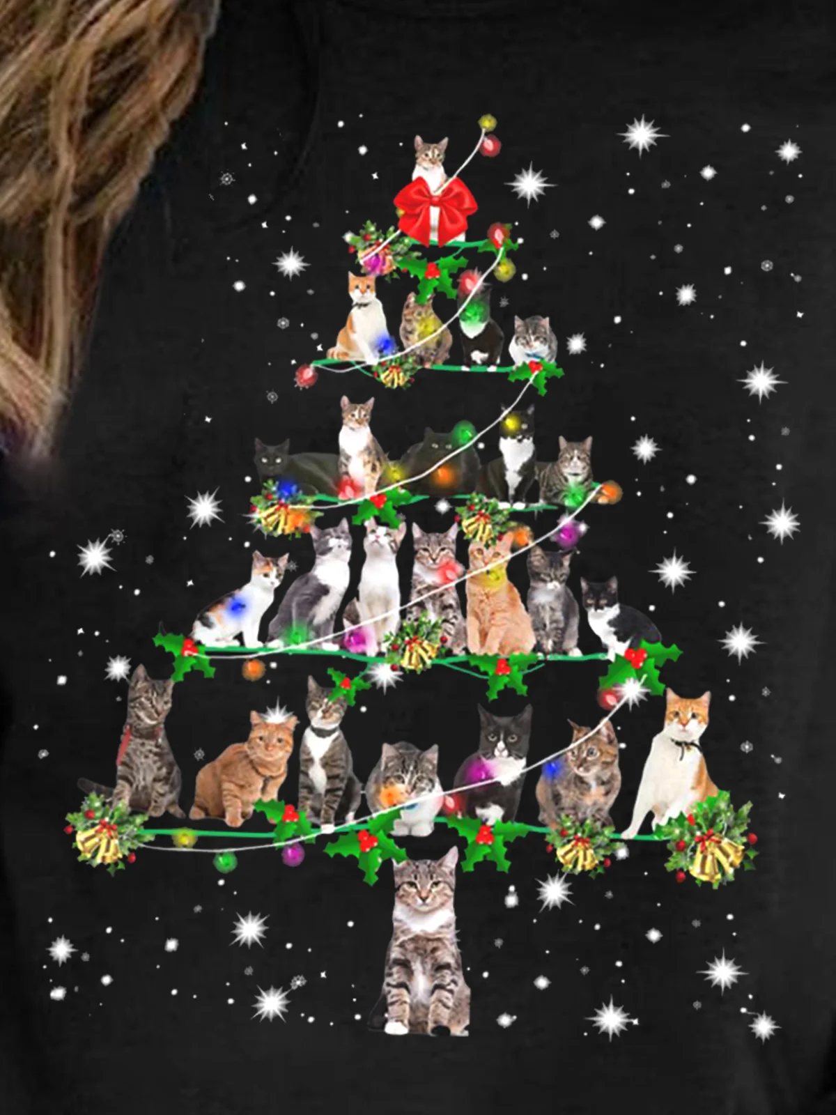 Funny Cats Christmas Tree Casual Sweatshirt