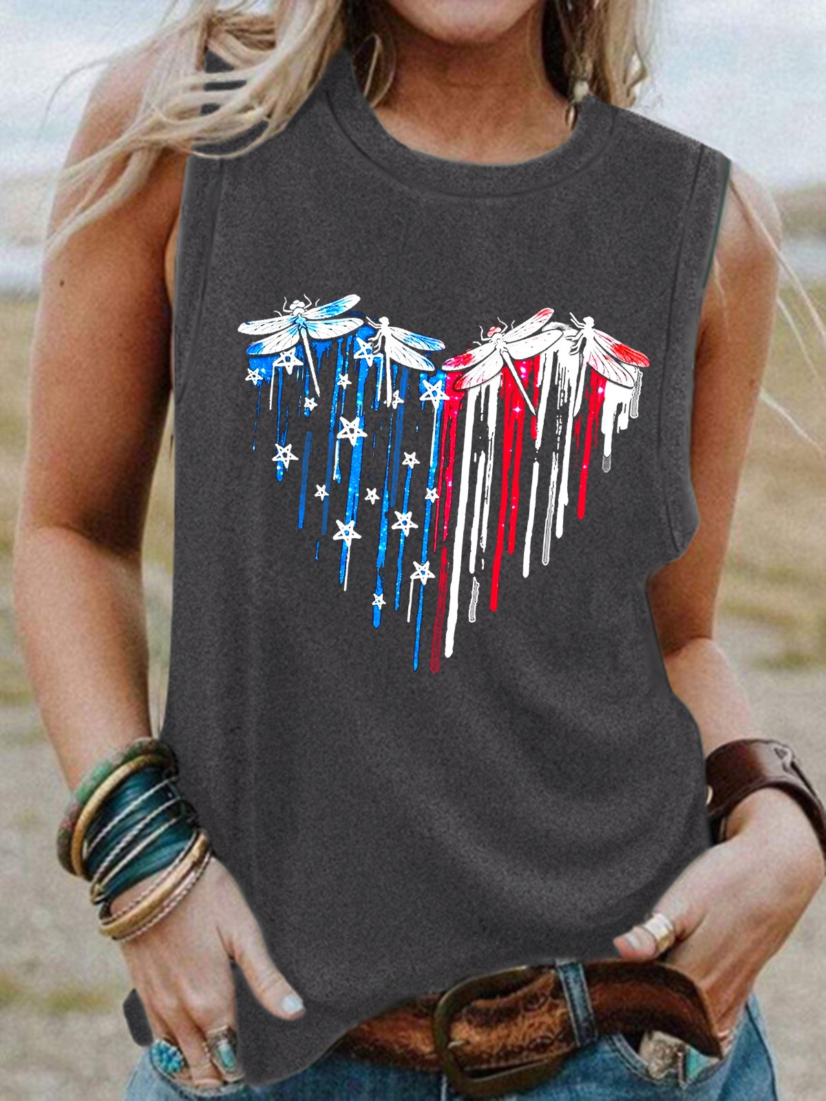 American flag Dragonfly Casual Tank & Cami