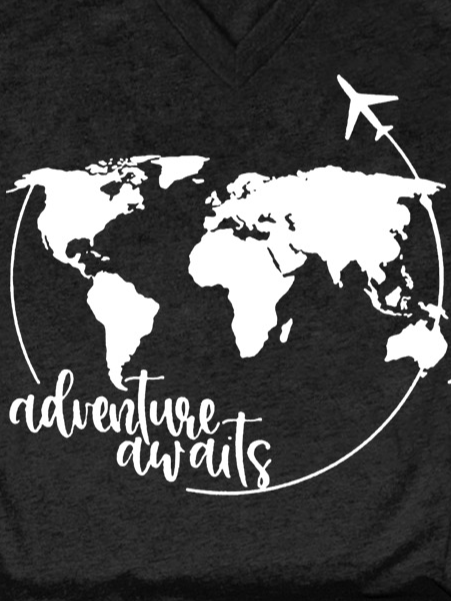 Adventure World Map Women's Casual Cotton Blends T-Shirt