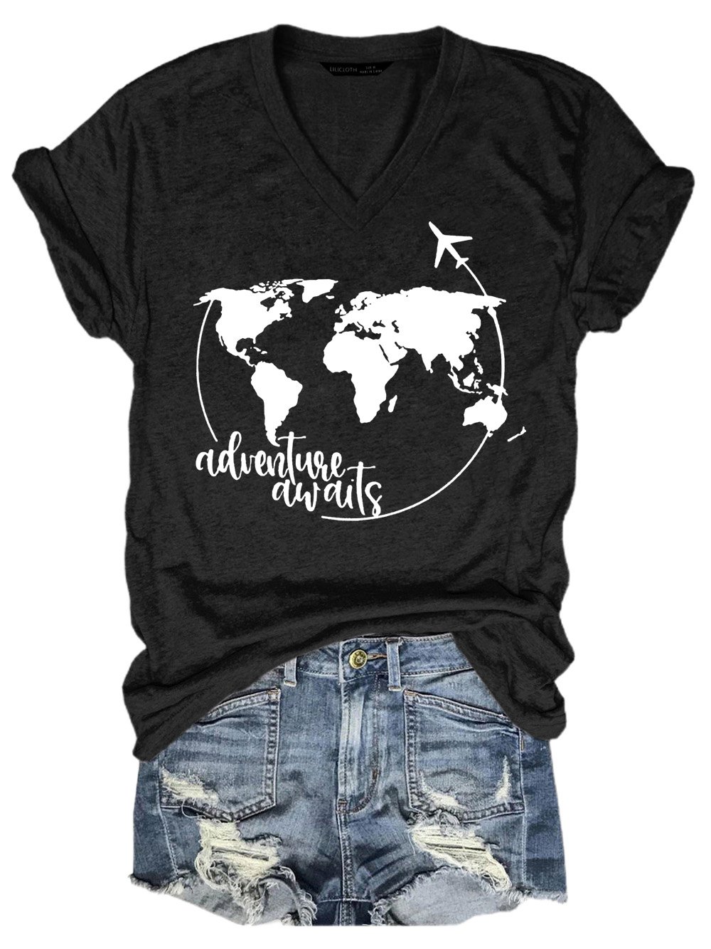 Adventure World Map Women's Casual Cotton Blends T-Shirt