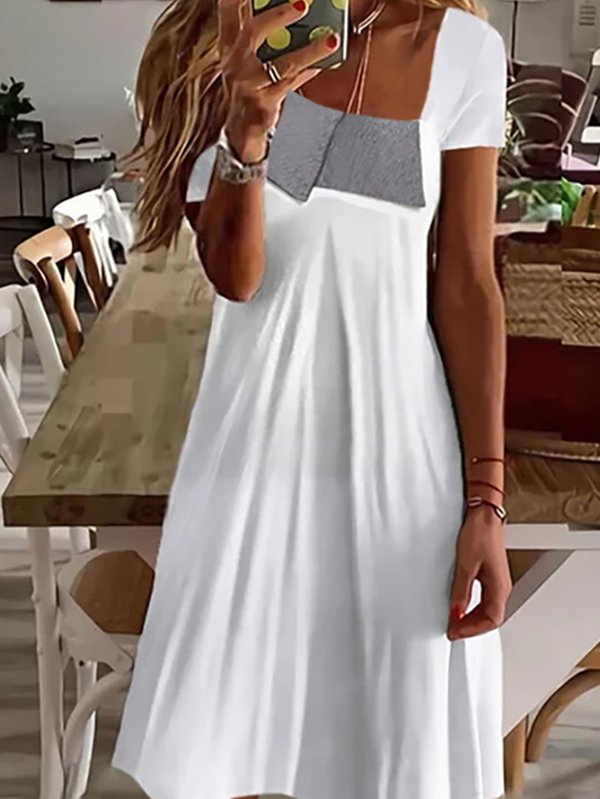 Asymmetrical Plain Short sleeve Casual Dresses
