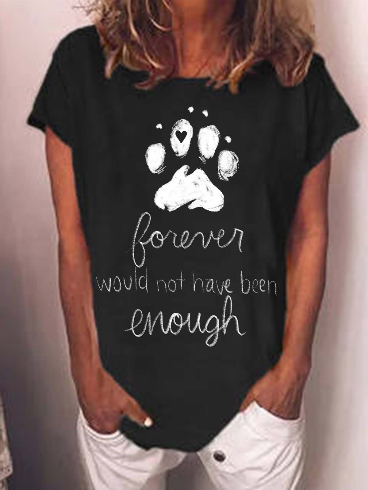 Women Dog Animal Printing Casual Cotton-Blend T-Shirt