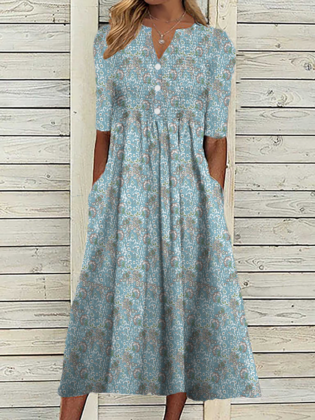Casual Loose  Floral Vacation Dress