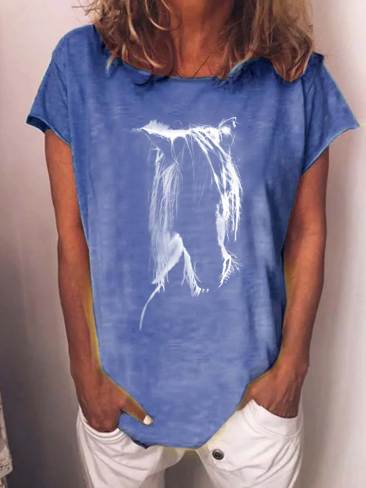 Horse Print Women's Cotton-Blend T-Shirt