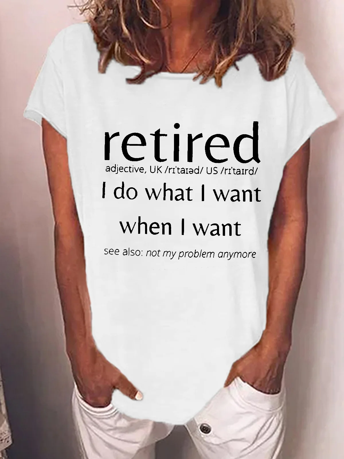 Women Funny Graphic Retired Casual Cotton-Blend T-Shirt