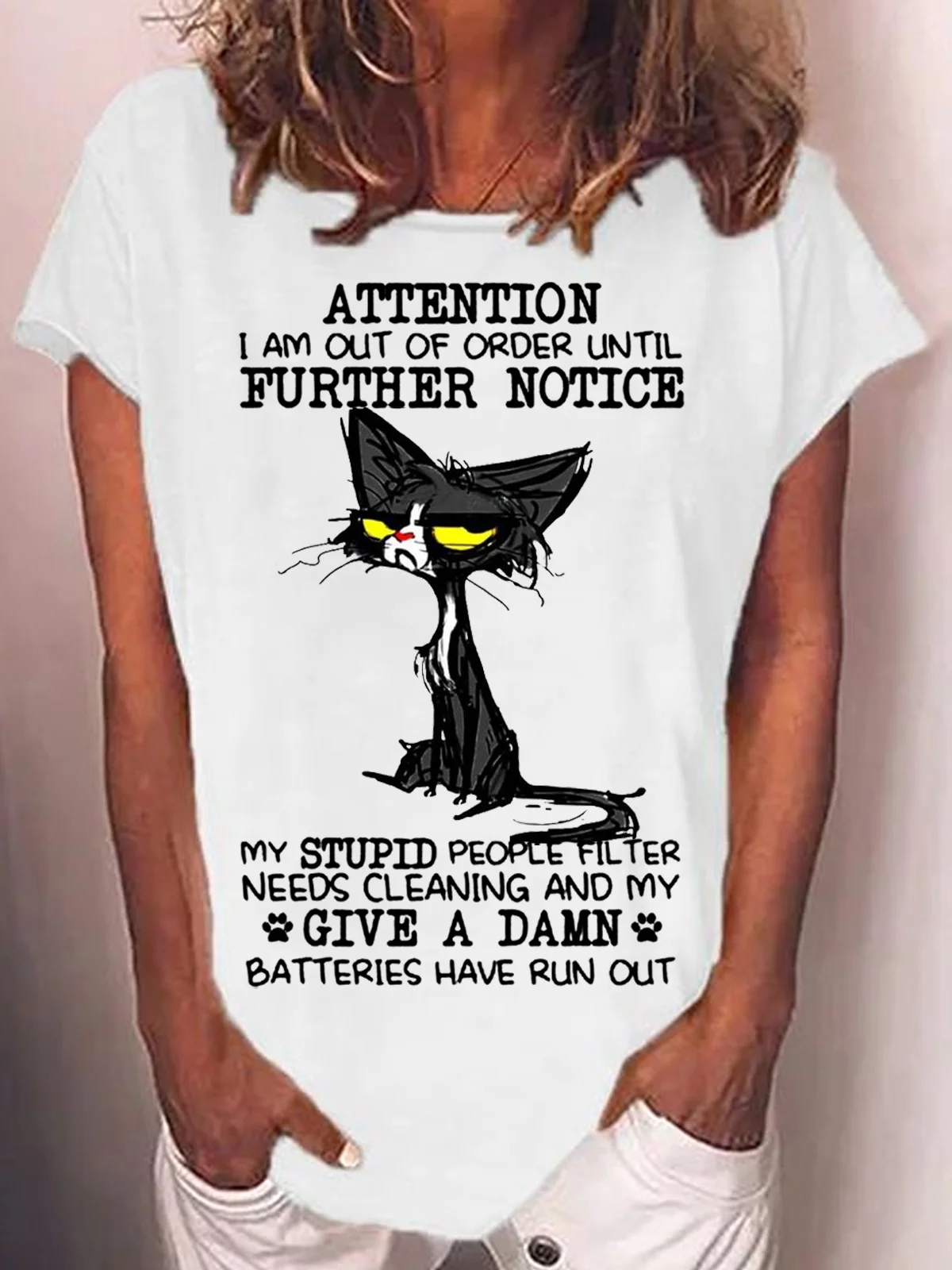 Womens Funny Attention I am Out Of Order T-Shirt