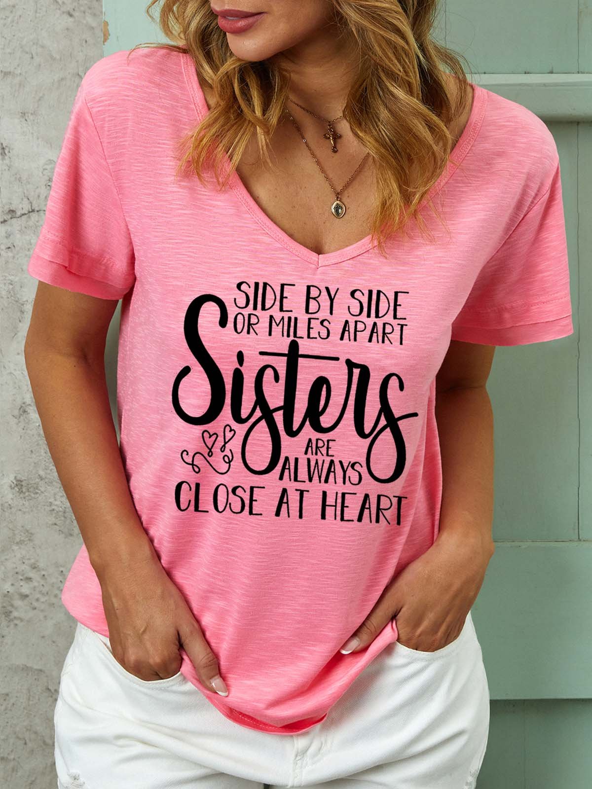 Women Friendship Sisters Side By Side Regular Fit T-Shirt