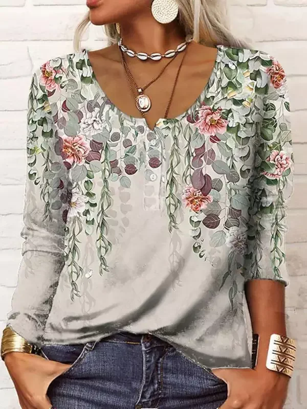 Leaf Cotton-Blend Loose Top