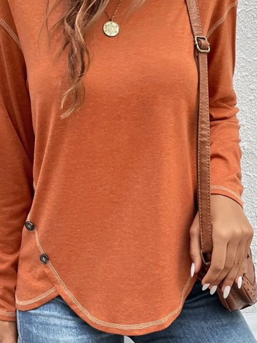 Halloween Plain Long Sleeve Casual T-Shirt