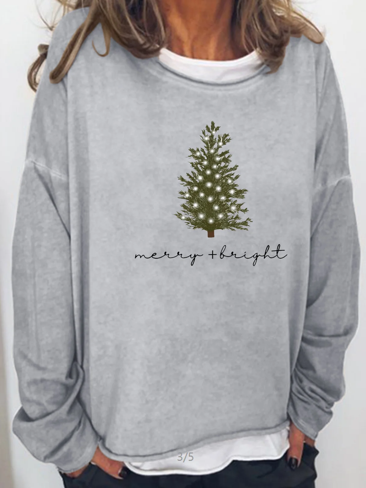 Womens Christmas Merry and Bright Casual Sweatshirt