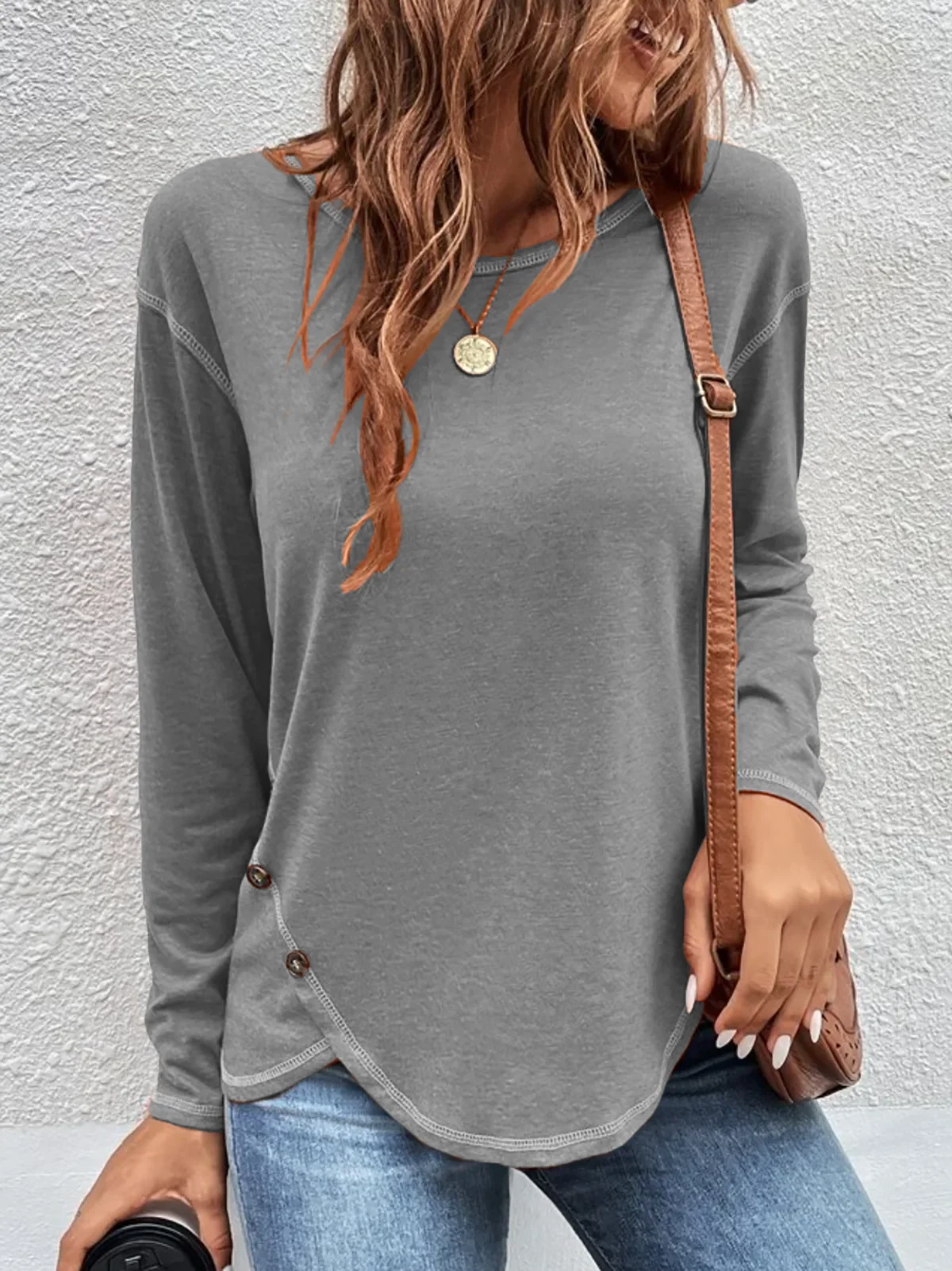 Halloween Plain Long Sleeve Casual T-Shirt