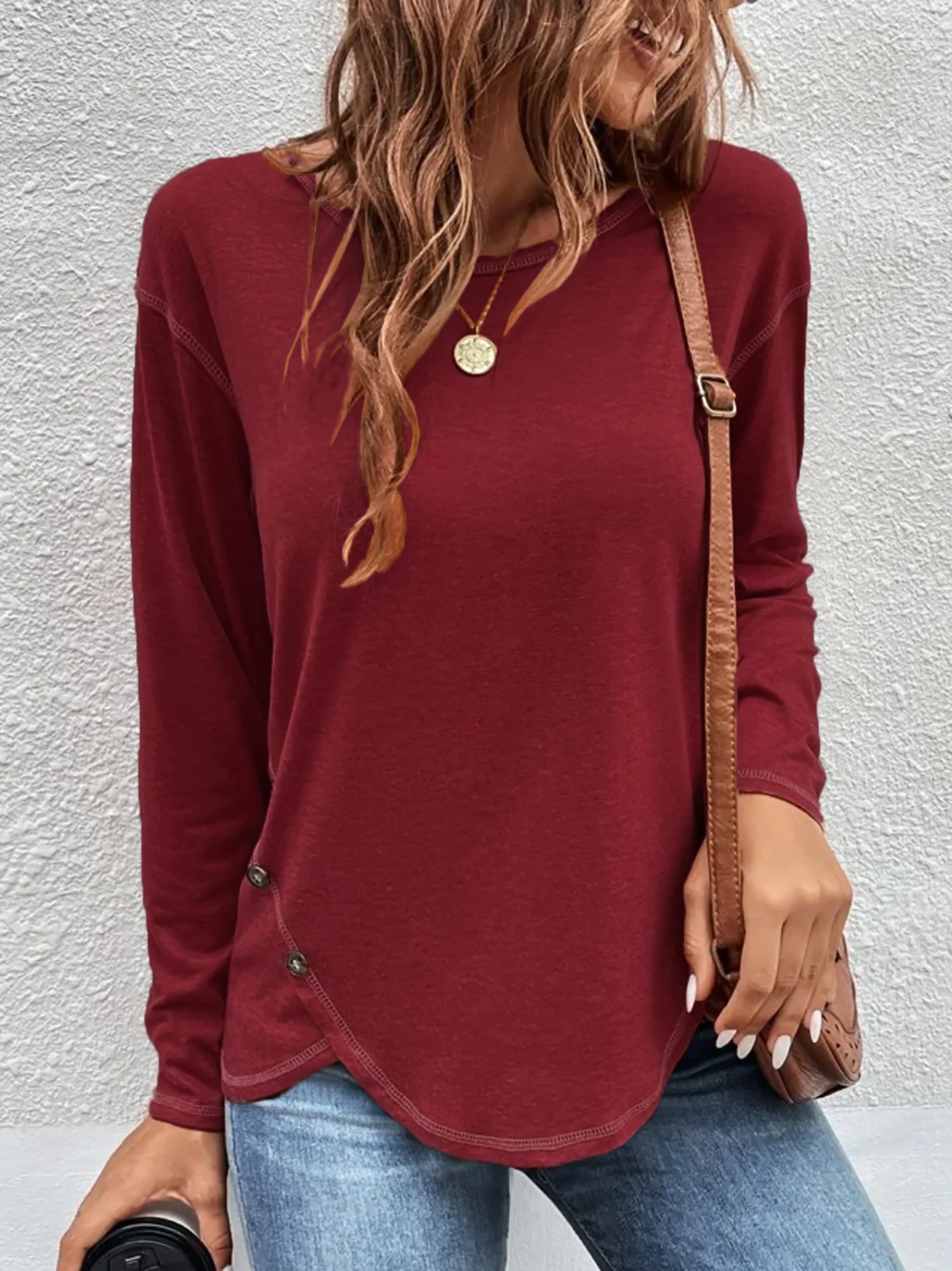 Halloween Plain Long Sleeve Casual T-Shirt