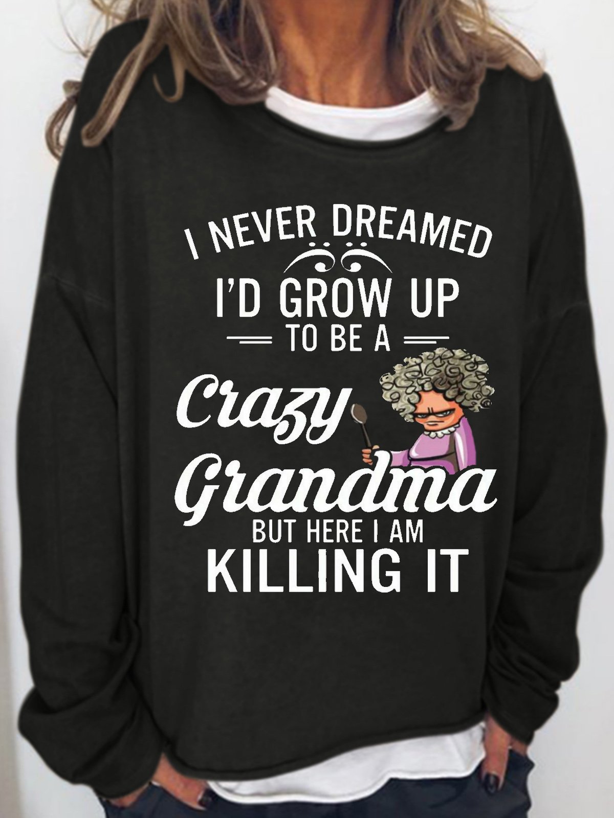 Womens Funny Letter Grandma Casual Sweatshirt