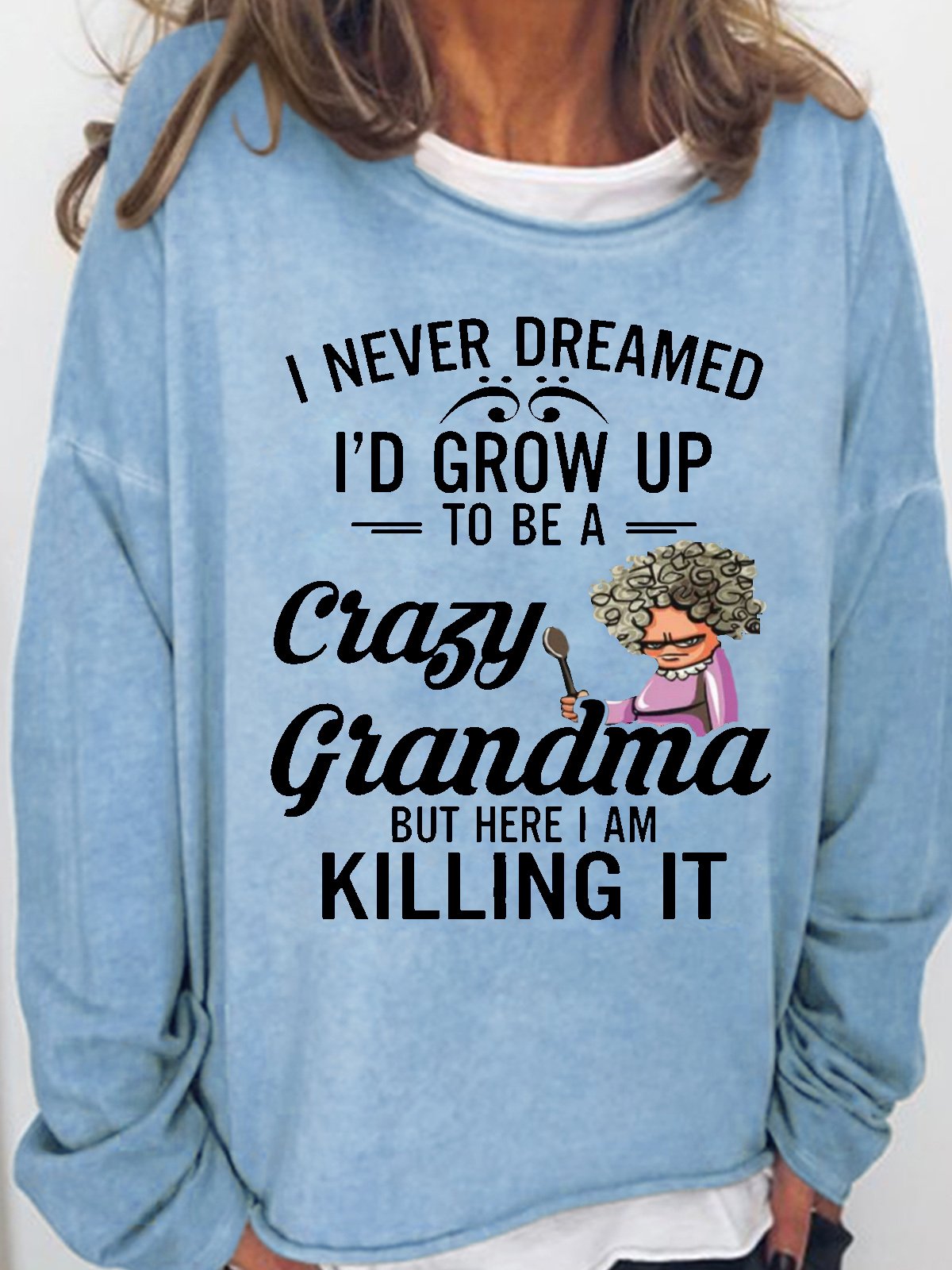 Womens Funny Letter Grandma Casual Sweatshirt