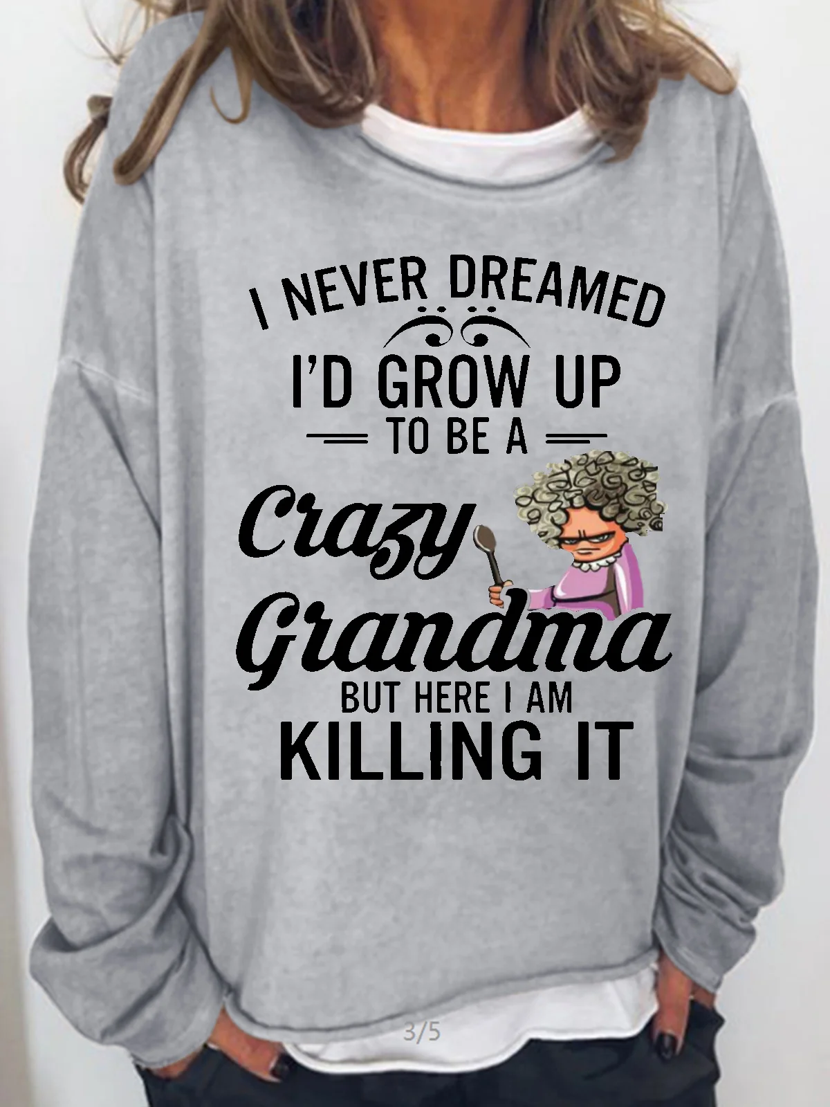 Womens Funny Letter Grandma Casual Sweatshirt