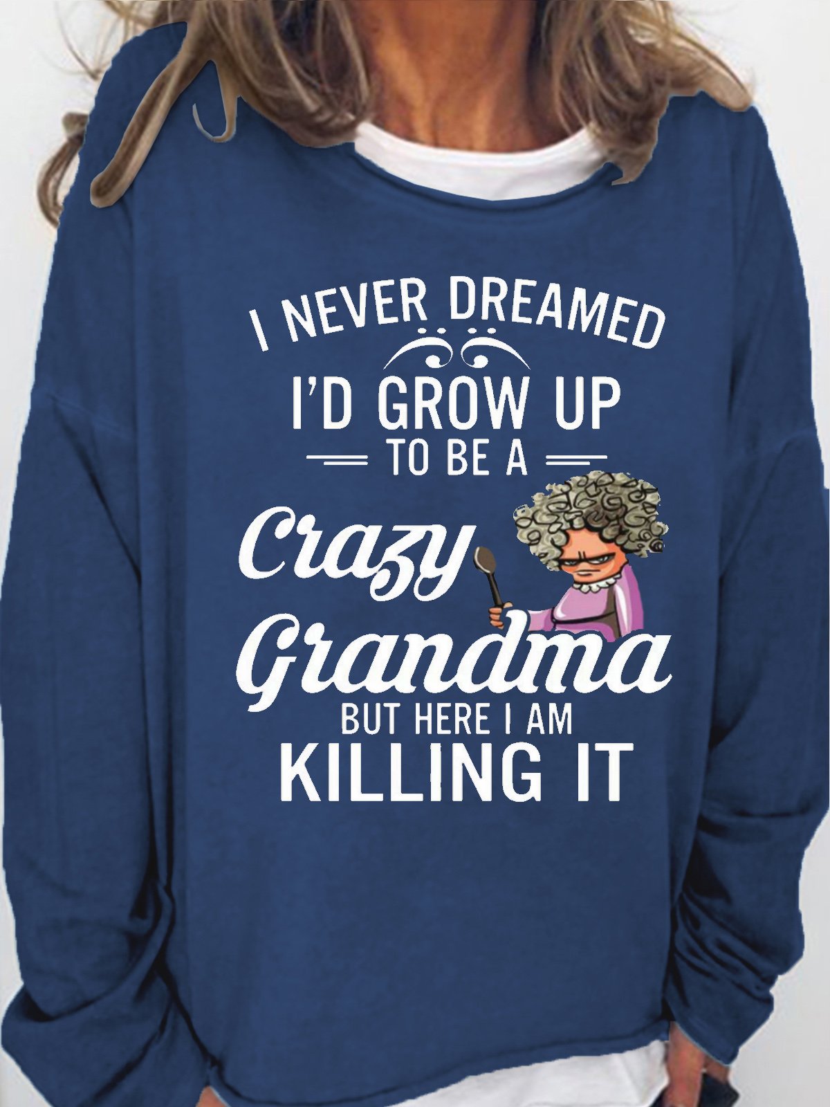 Womens Funny Letter Grandma Casual Sweatshirt