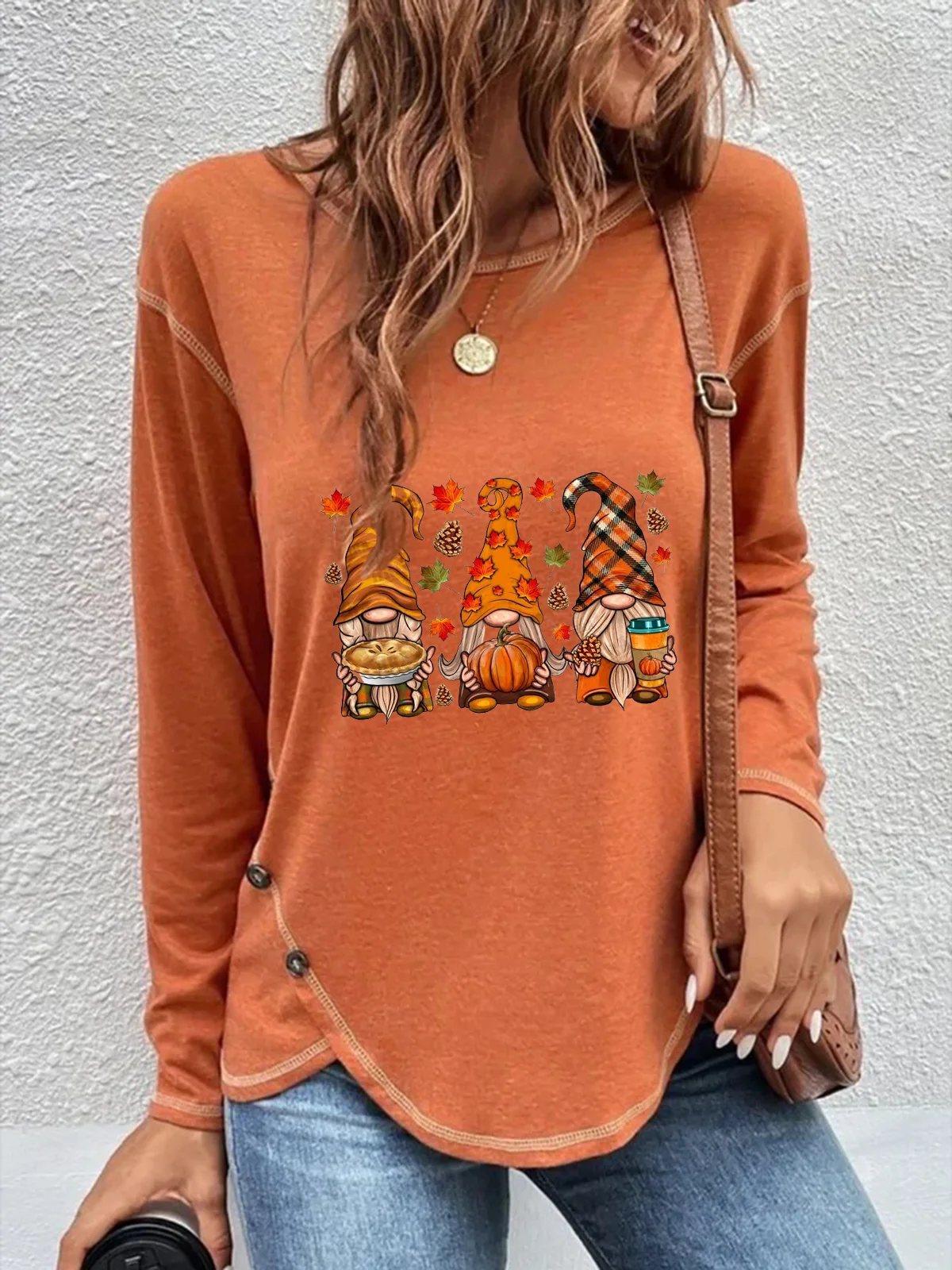 Halloween Loose Casual Buttoned T-Shirt