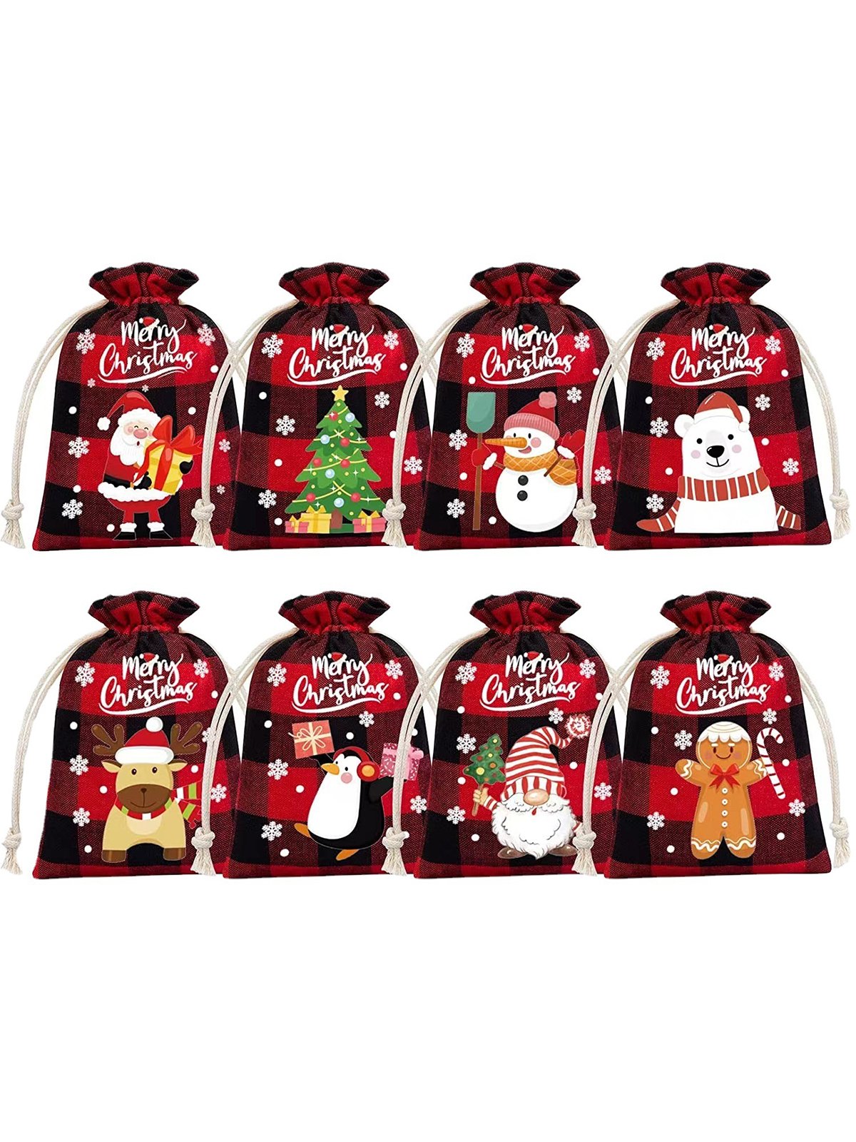 Christmas Canvas Bag Drawstring Storage Bag Candy Gift Bag Xmas Storage Bag