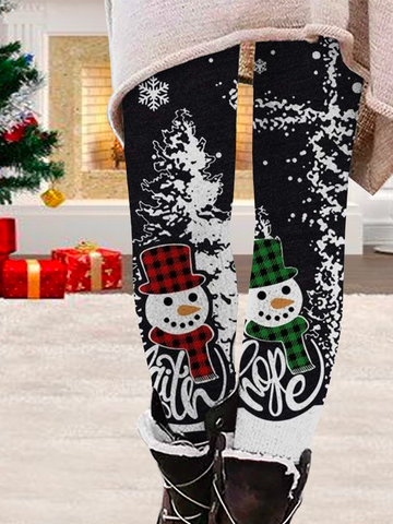 Tight Christmas Snowman Leggings Xmas Leggings