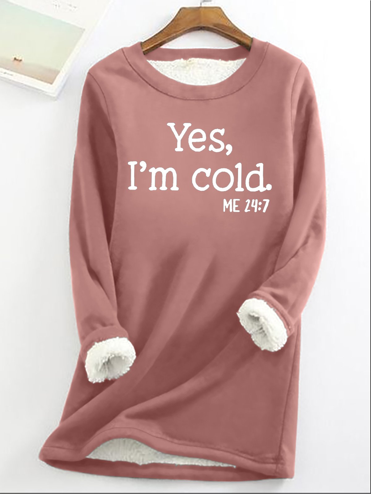 Womens Funny Yes I'm Cold Daily Fleece Fabric Casual Crew Neck Regular Fit Long Sleeve Sweatshirt