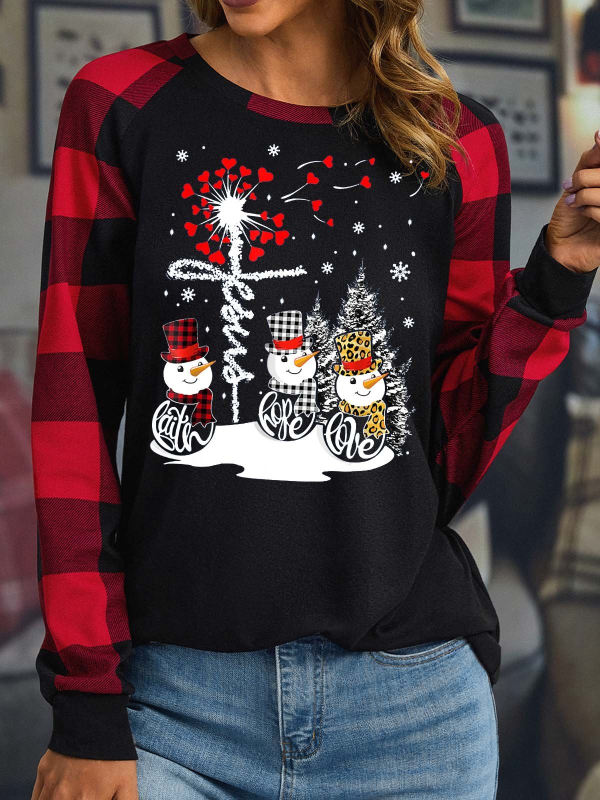 Women’s Merry Christmas Faith Love Hope Christmas Polyester Cotton Loose Casual Top