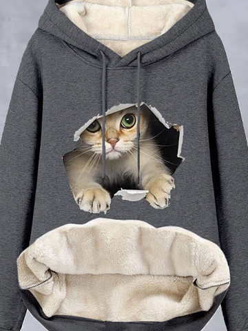 Casual Cat Fluff/Granular Fleece Fabric Loose Sweatshirt