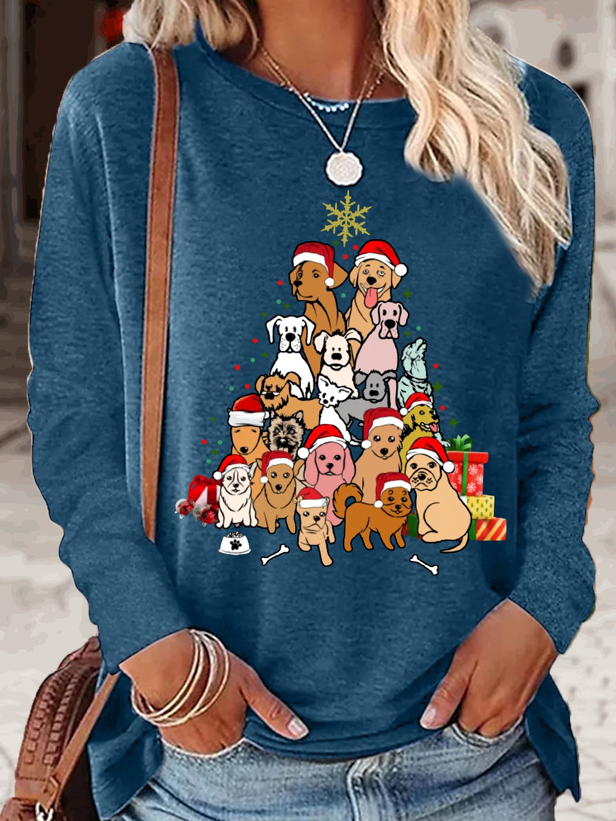 Women's Christmas Dog Tree Casual Top