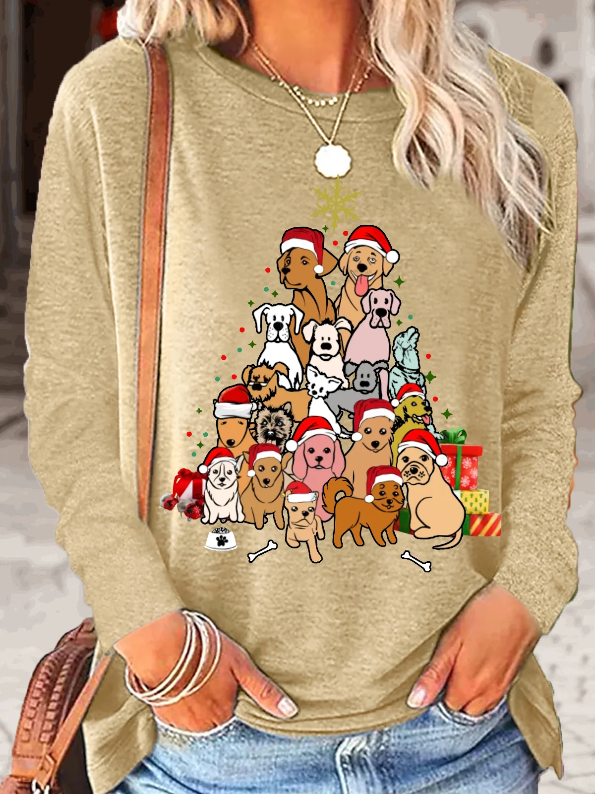 Women's Christmas Dog Tree Casual Top