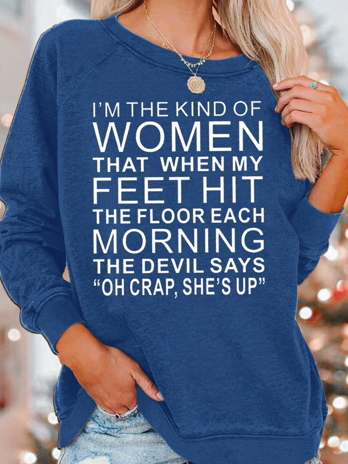 Women's Funny Cute She's up  Saying Casual Crew Neck Sweatshirt