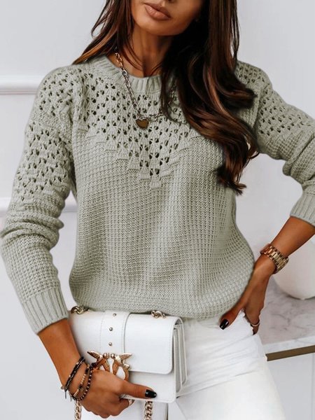 Plain Casual Crew Neck Sweater