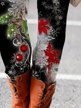 Plus Size Christmas Casual Leggings Xmas Leggings