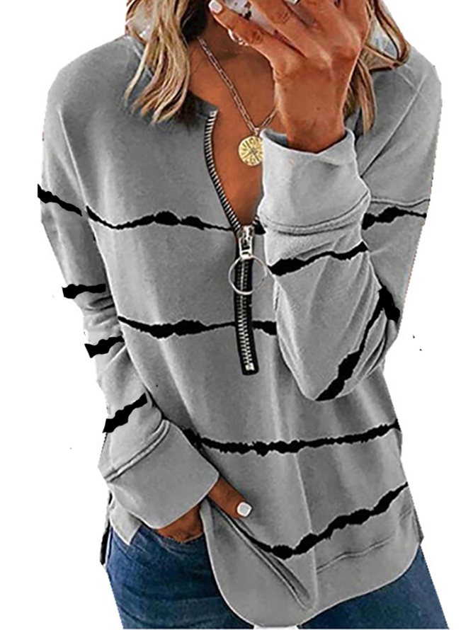 Casual Long Sleeves Stripes Top