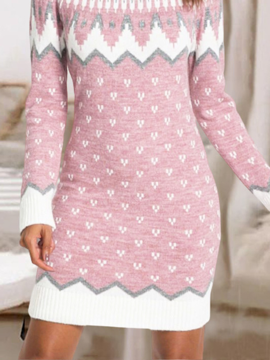 Casual Regular Fit Ethnic Long sleeve Pink Dress TUNIC