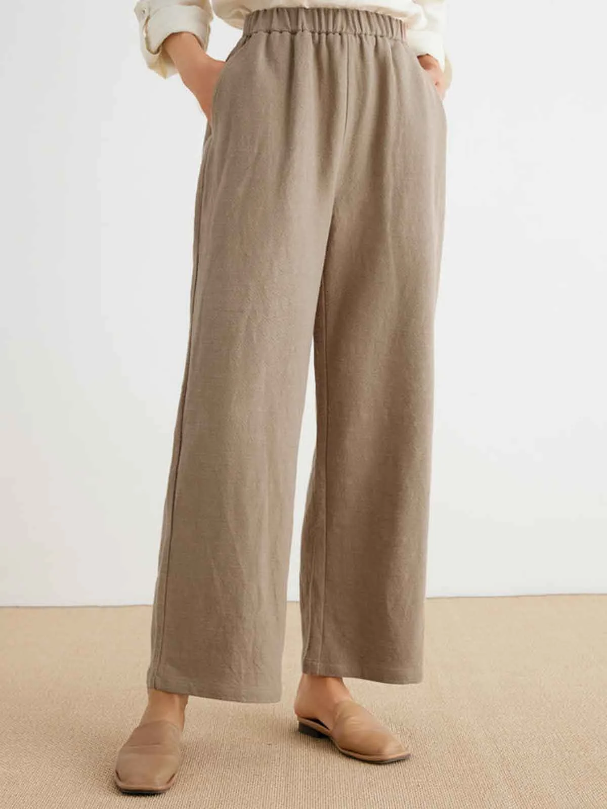 Polyester Cotton Plain Casual Casual Pants