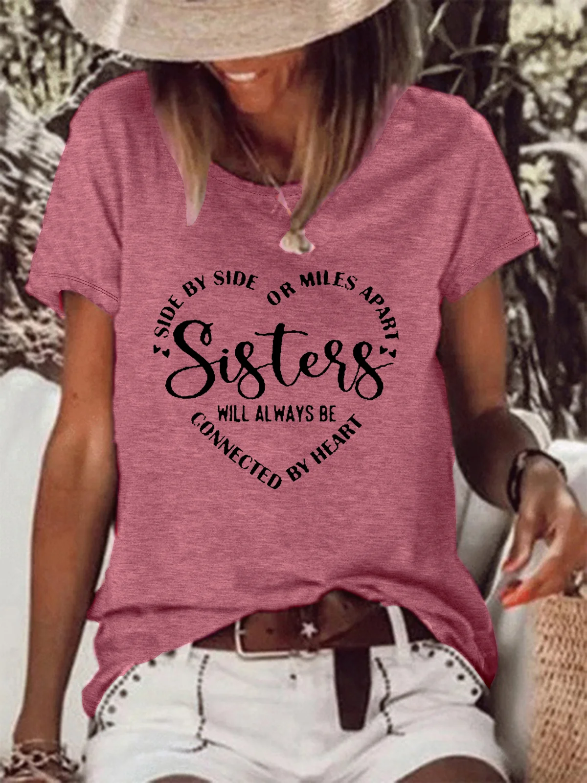 Sisters Will Always Be Connected By Heart Women's Short sleeve Top